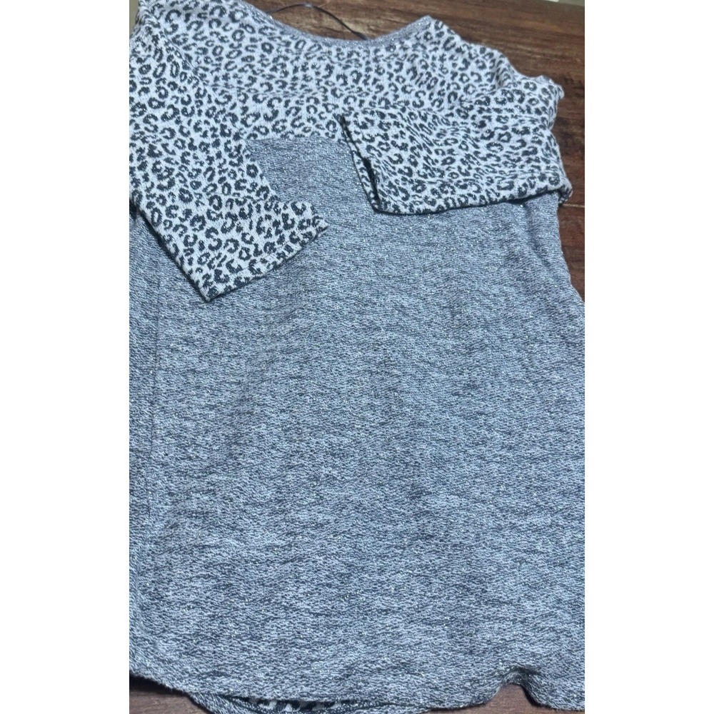 Style & Co Women's 3/4‎ Sleeve tunic Grey, Leopard Top Bottom Grey White Solid M